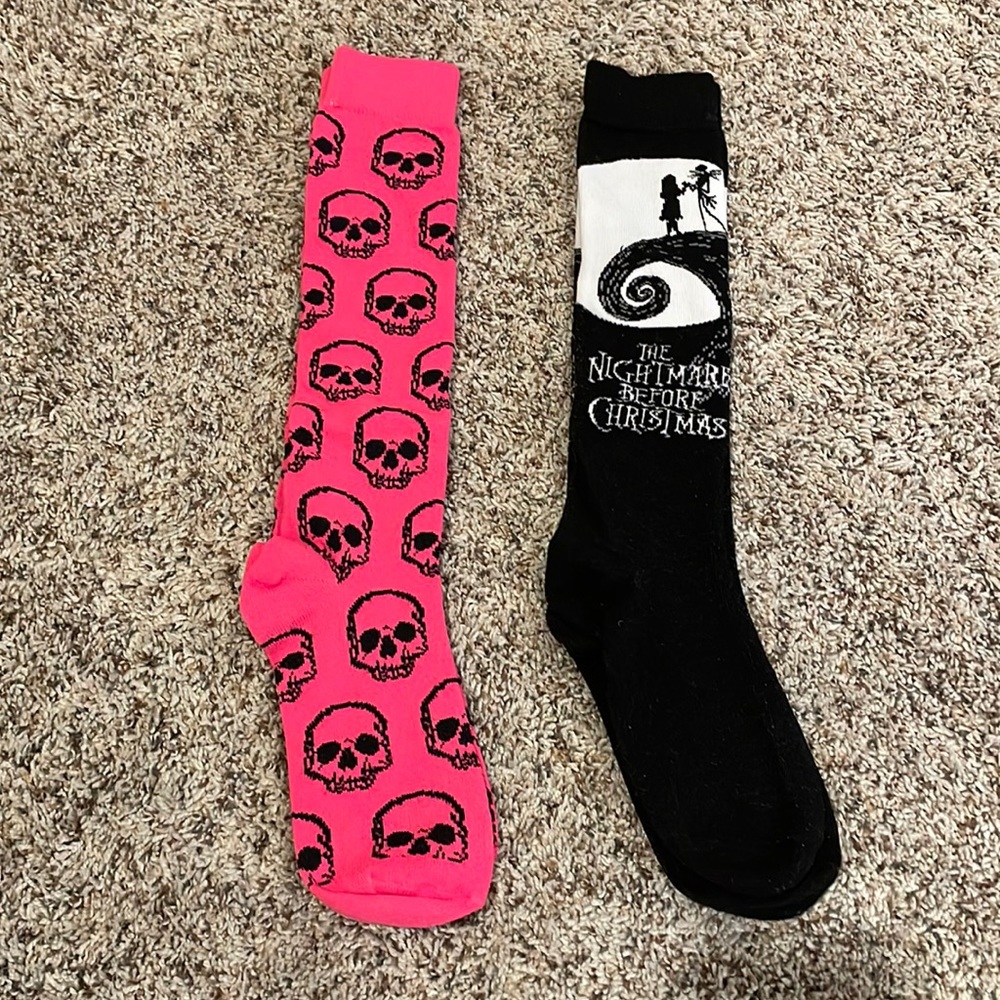 2 pair of Halloween themed knee socks.